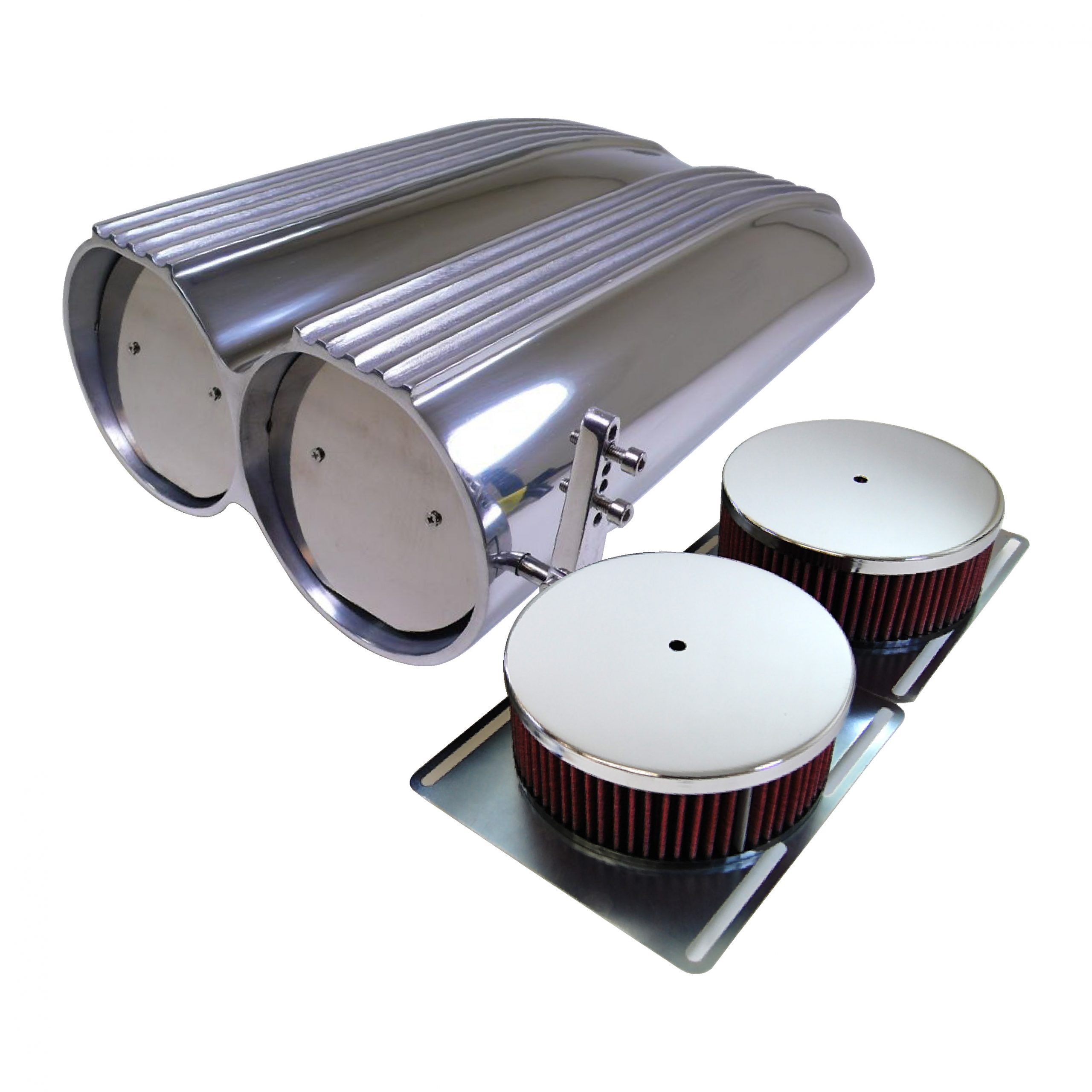 Finned Polished Aluminum Shot Gun Style Air Scoop Racing Power Company