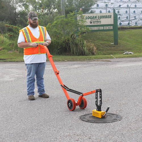 900 lb. Manhole Cover Lift Curved Heavy Duty Collapsible Steel Dolly