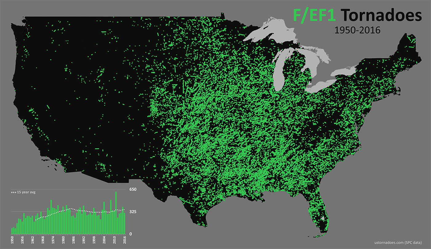 A look at tornadoes by rating (maps)