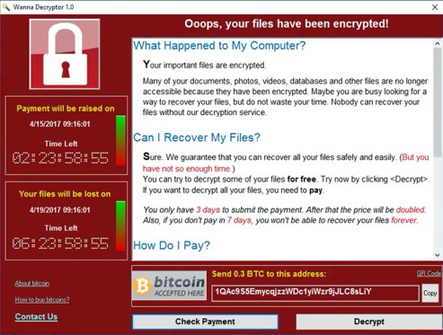 Captura de pantalla de un ordenador secuestrado por el virus WannaCry. Como evitar el virus WannaCry.