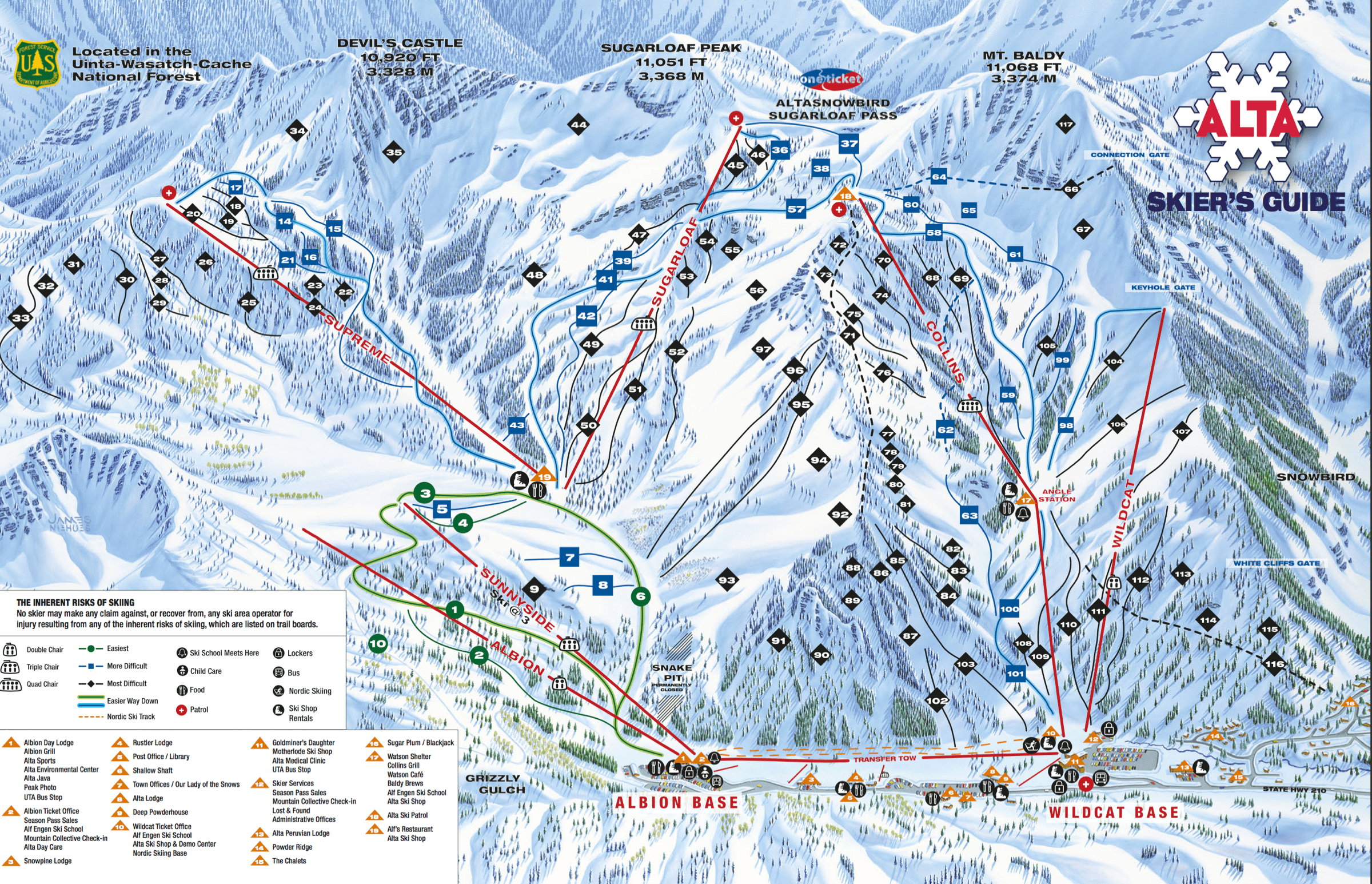 Alta Ski Area Map Utah Ski Maps | Alta Ski Resort Trail Map