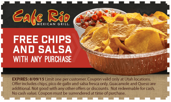 Cafe Rio Free Chips and Salsa! Utah Sweet Savings