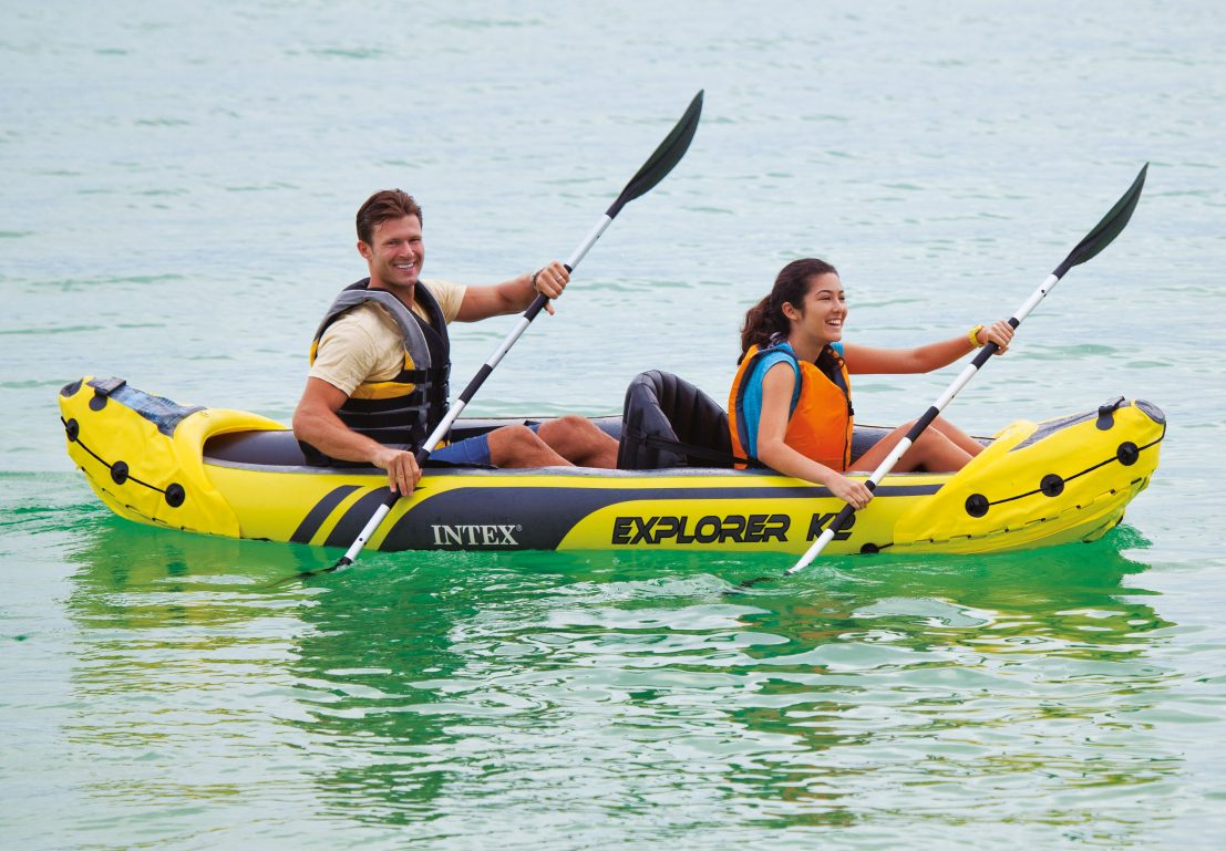 Intex Explorer K2 2 Person Inflatable Kayak with Oars and Hand Pump