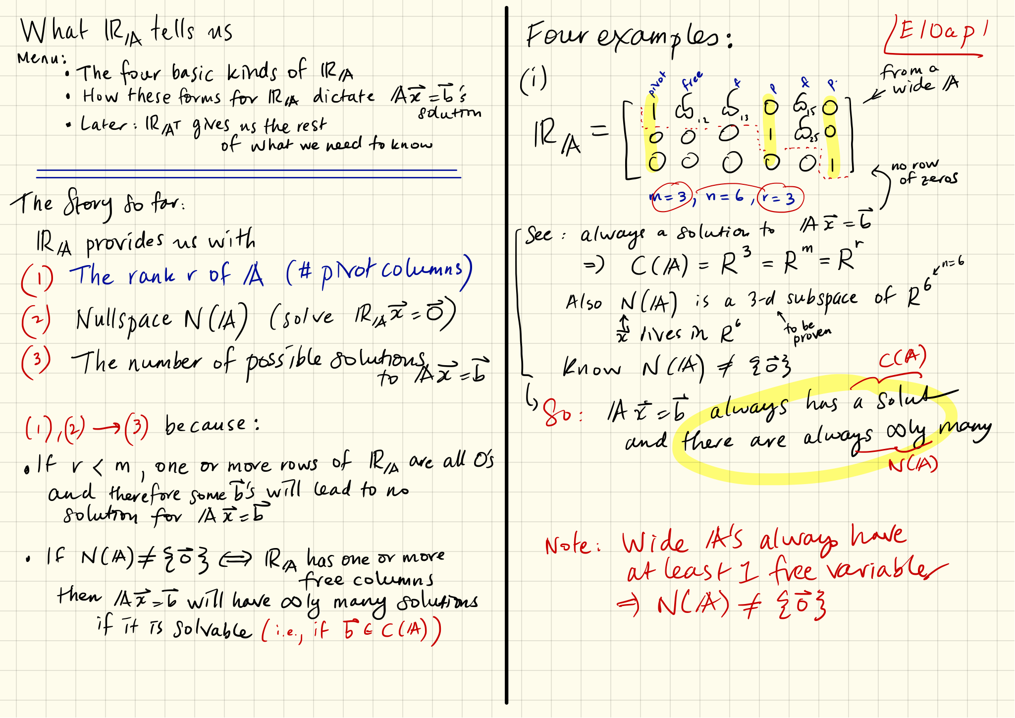 Note Set 10a a Reduced Row Echelon Form Whisperer Matrixology