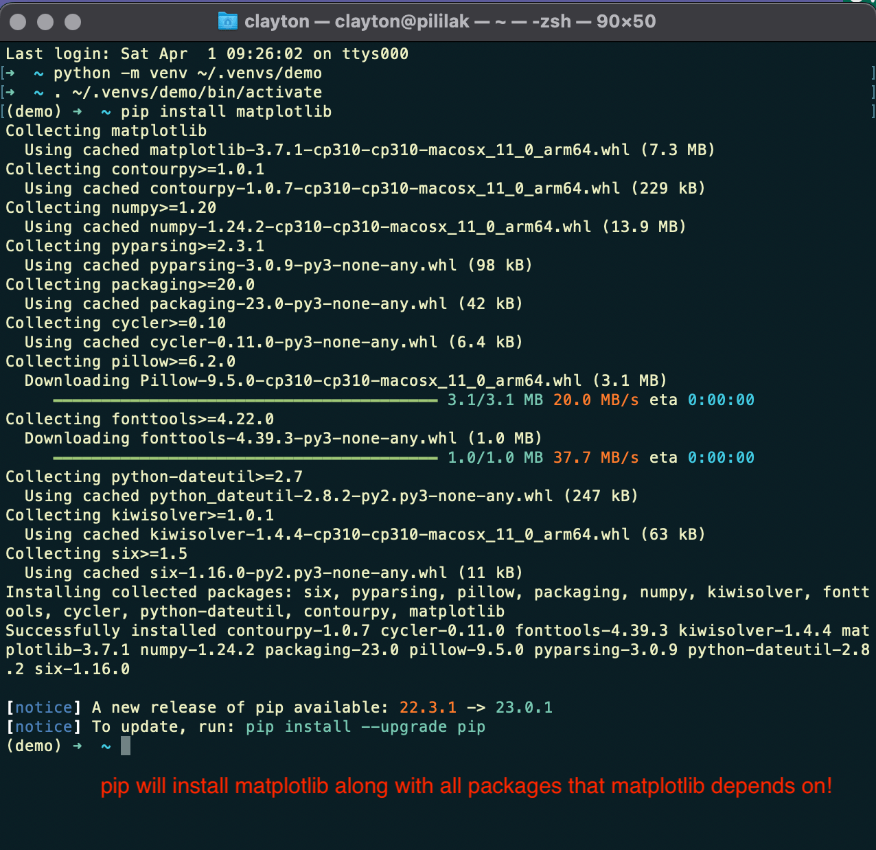 Clayton Cafiero Installing Matplotlib (MacOS)