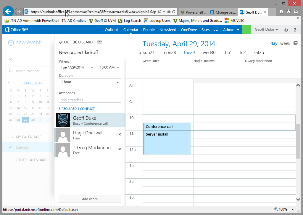 Outlook Web App Scheduling Assistant 2 Geoff UVM