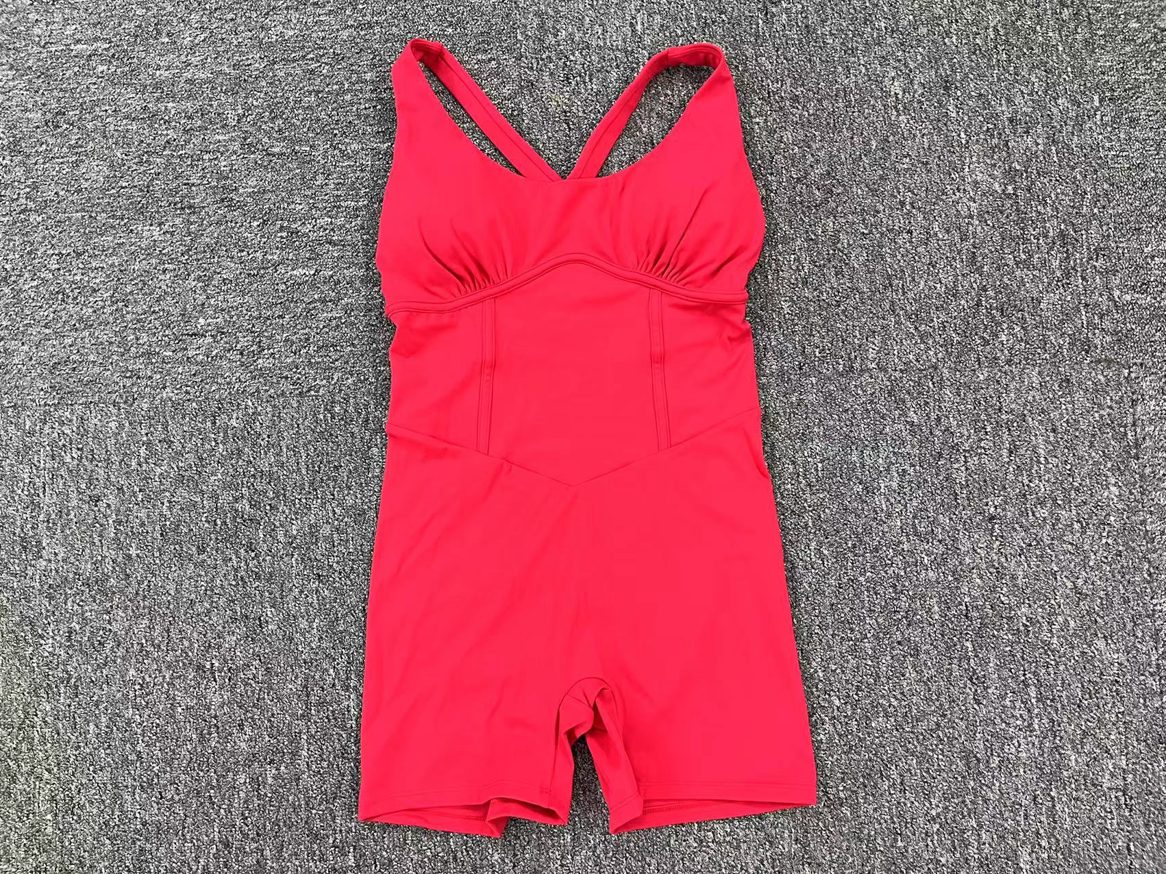 Yoga jumpsuit soft push up butt lift rompers cross back deep V waist