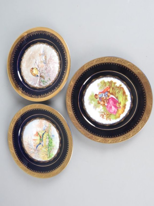 3 Limoges Fragonard Castel 22K Gold borden. Kringwinkel