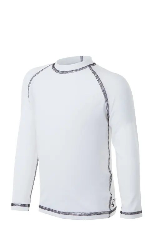 White Toddlers Long Sleeve Rash Guards. Sun Protective Shirts