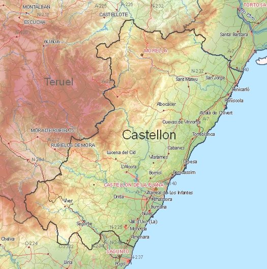 Castellón Espagne Carte Sun holidays to the Costa del Azahar?