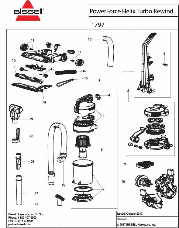 Schematic Parts Book for Bissell Model: 1797 PowerForce Helix Rewind