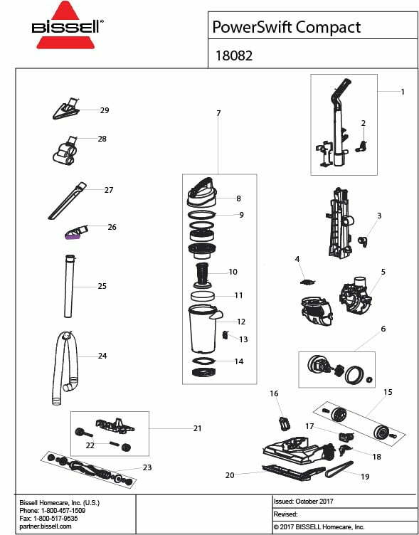 Schematic Parts Book for Bissell Model 1808 Aeroswift Compact VacuumsRUs