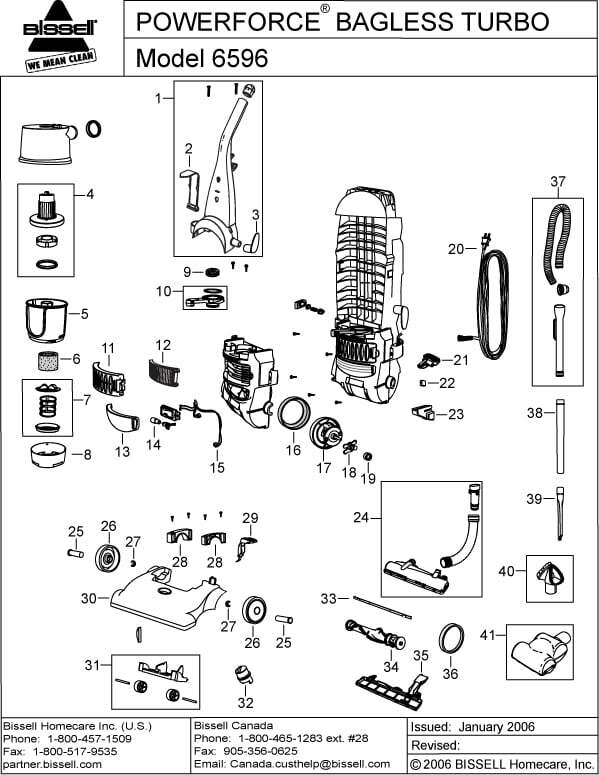 Schematic Parts Book for Bissell Model: 6596R POWERFORCE BAGLESS