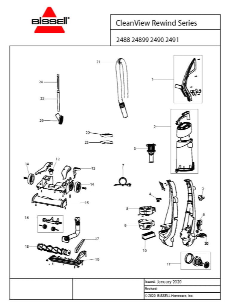 Schematic Parts Book for Bissell Model: 2490 CleanView Rewind - Vacuums