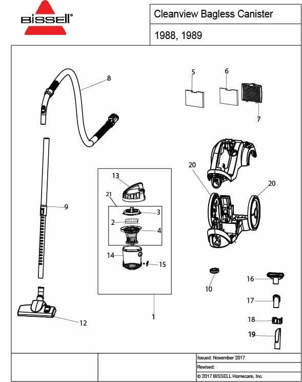 Schematic Parts Book for Bissell Model 1989D OptiClean VacuumsRUs