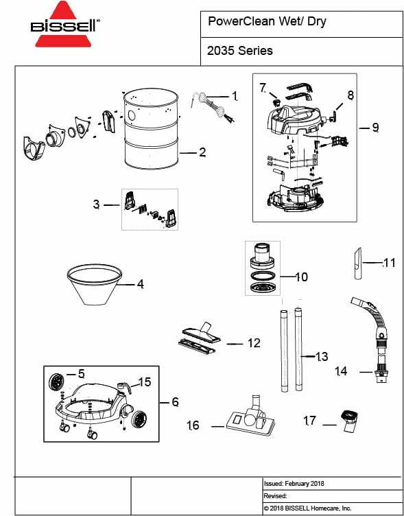 Schematic Parts Book for Bissell Model 2035 PowerClean VacuumsRUs