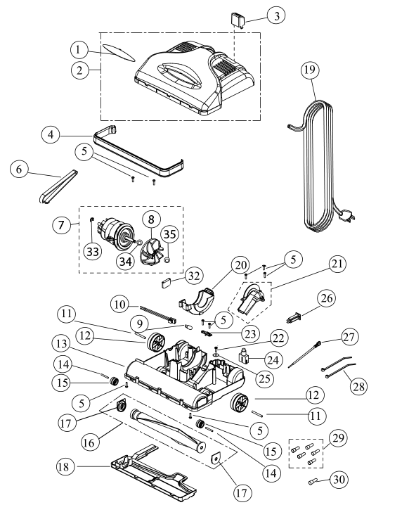 Schematic and parts list for Riccar Model R10E VacuumsRUs