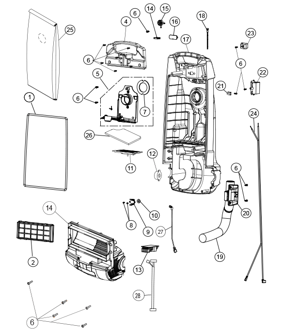 Schematic and parts list for: Riccar Vibrance Model: R20S - Vacuums R