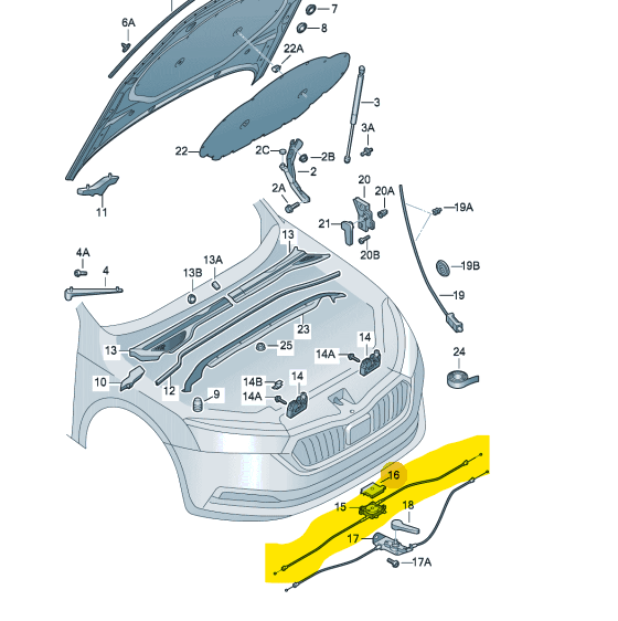 hood cable release SKODA Octavia IV 2020 5E3823531A 4H0823543