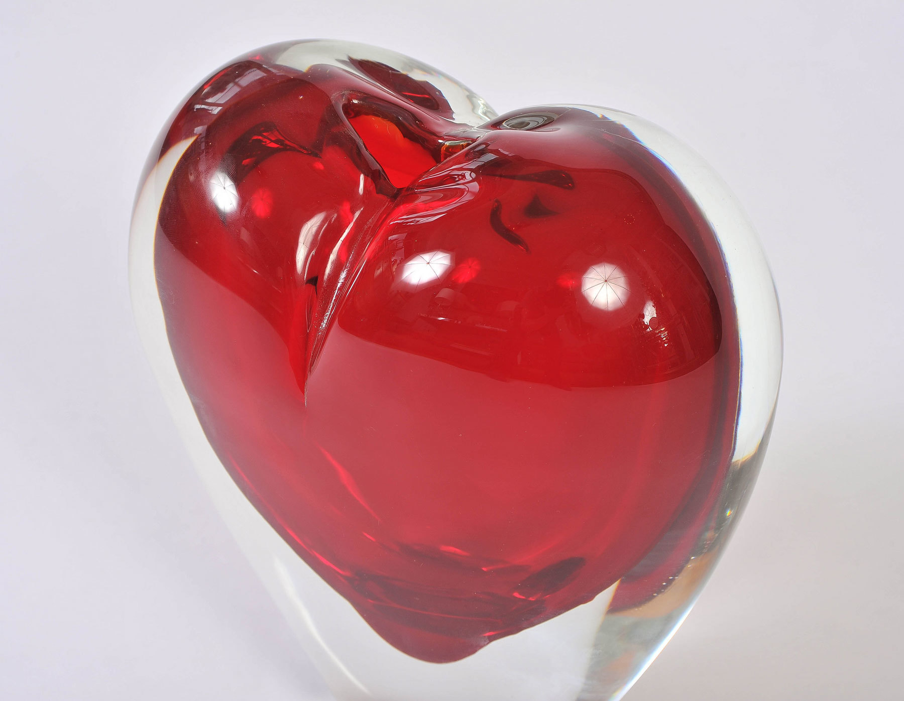 Large red Murano heart vase Valerie Wade