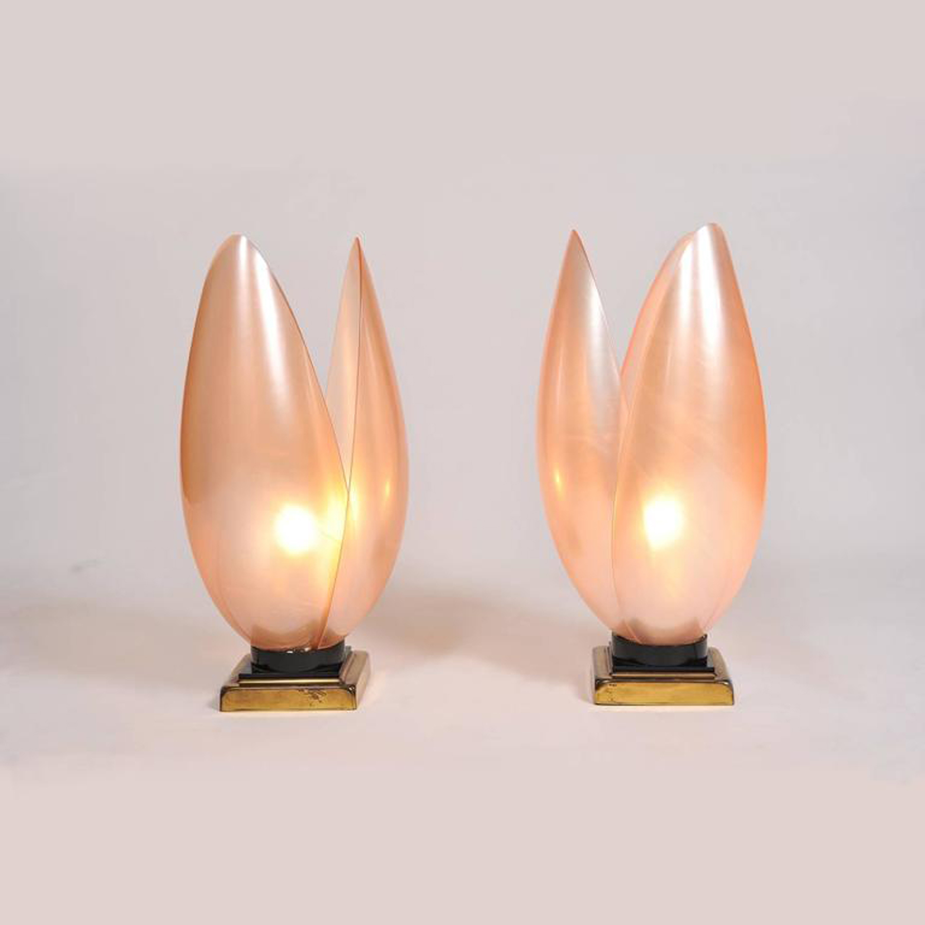 1950s Italian pink lotus flower table lamps Valerie Wade