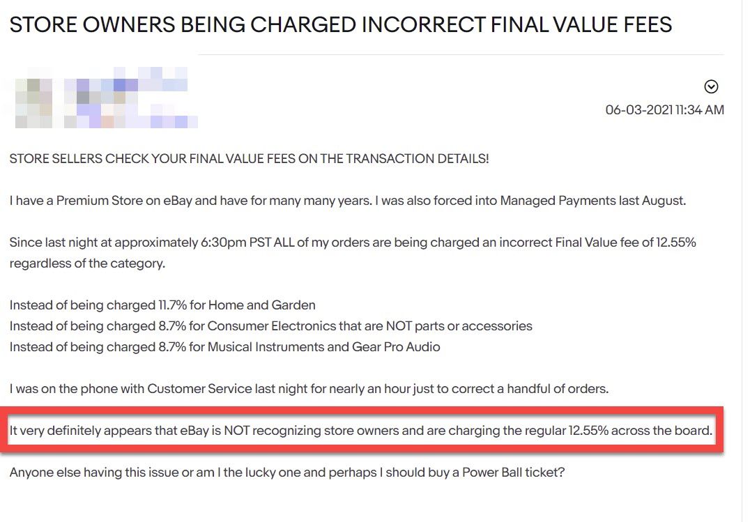 eBay Overcharges Fees For Store Subscribers
