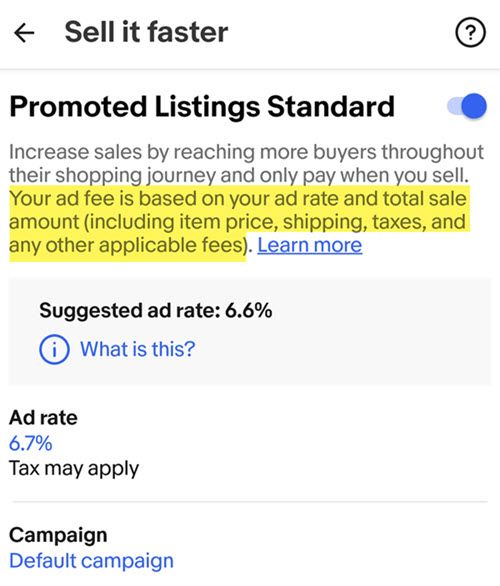 Did You Know eBay Charges Promoted Listing Ad Fees On Tax & Shipping?