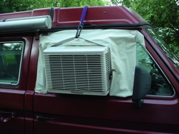 Window unit air conditioner in a Vanagon Vanagon Hacks & Mods