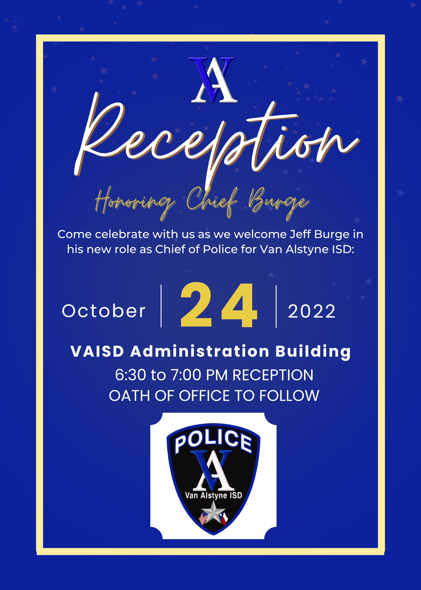 Reception for Jeff Burge (Van Alstyne ISD Police Department) Van