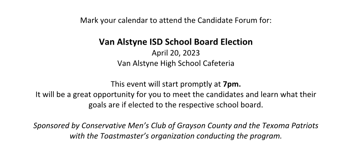 Forum April 20, 2023 Van Alstyne ISD