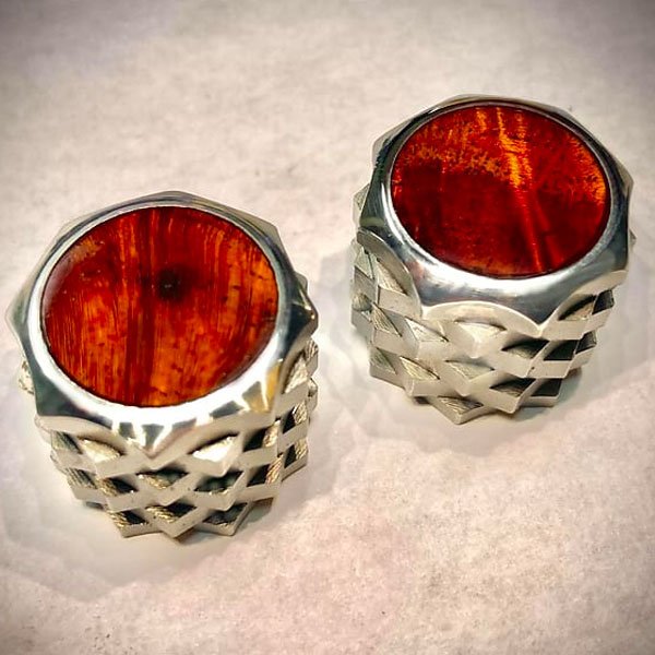 Stainless UltraGrip Guitar Knobs with Exotic Inlay Van DykeHarms