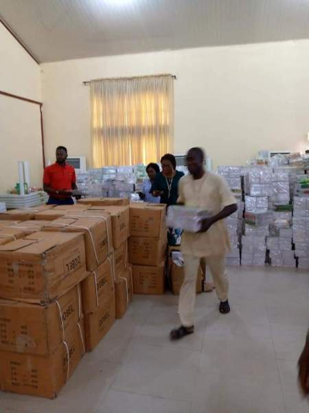 OSOPADEC distributes educational materials to students