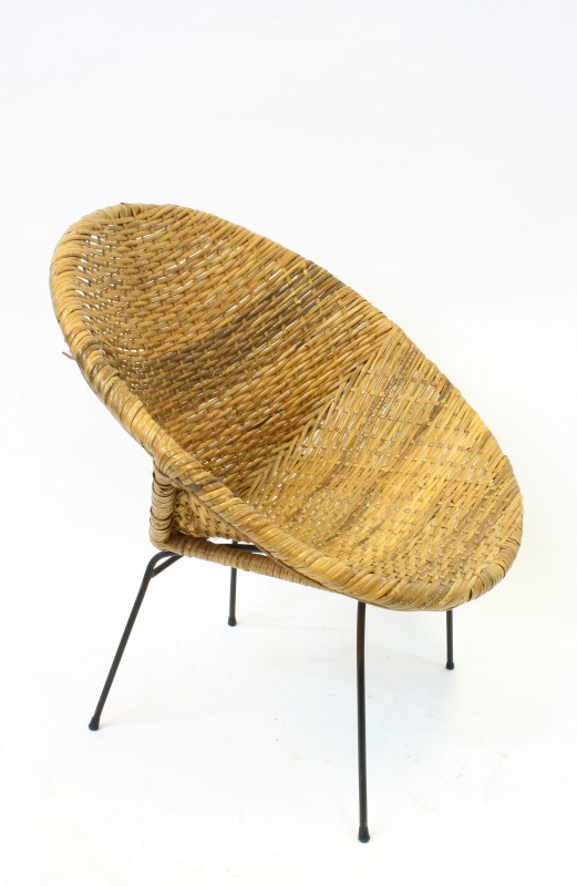 chair rattan woven wicker bowl chair w black metal legs rattan natural