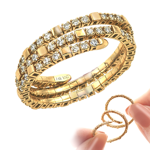 The Diamond Divas of WayFil Jewelry 0.65ctw. 14K Yellow Gold Flexible Diamond Fashion Ring