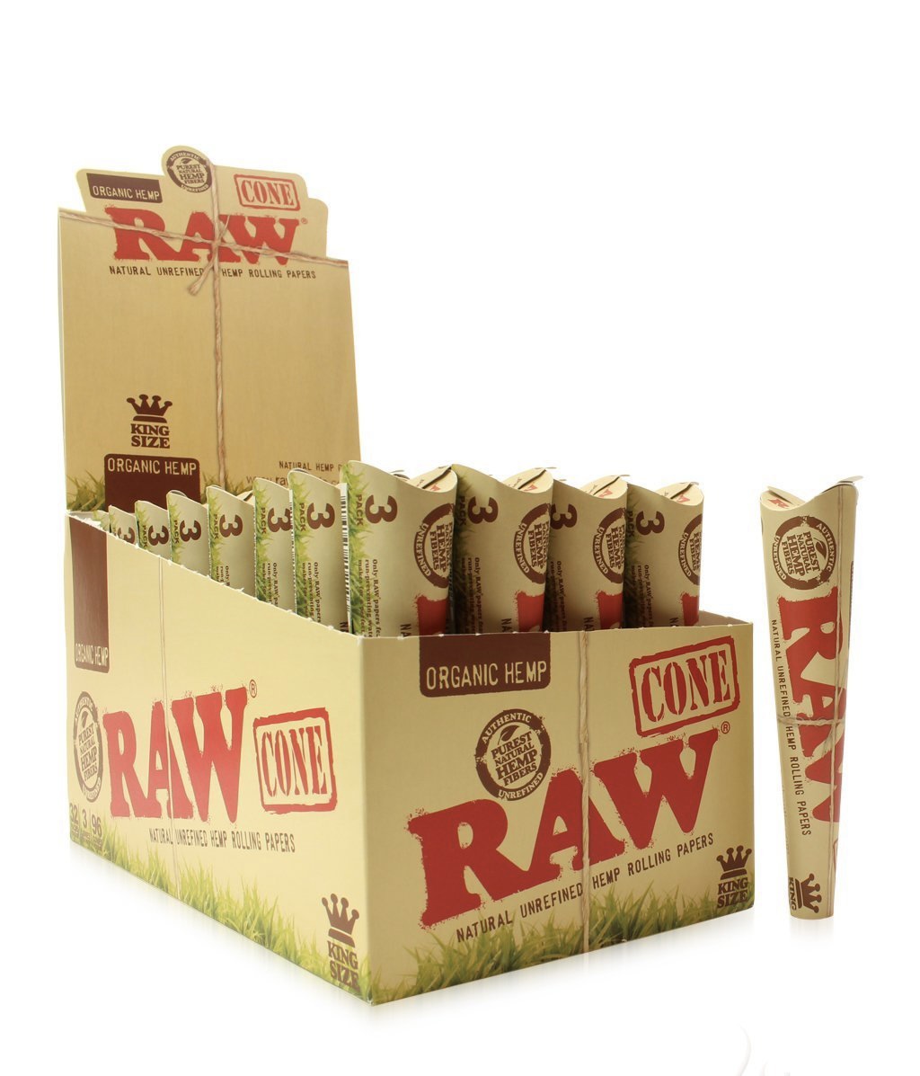 Raw King Size Organic Hemp Cones (3 per pack) Variety Universe