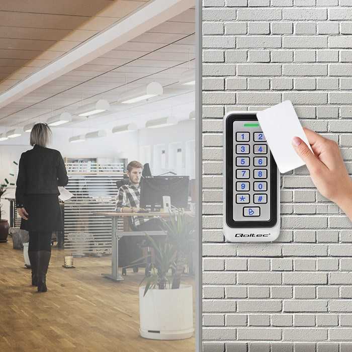 Qoltec 52442 Code lock RHEA with RFID reader Code Card key fob