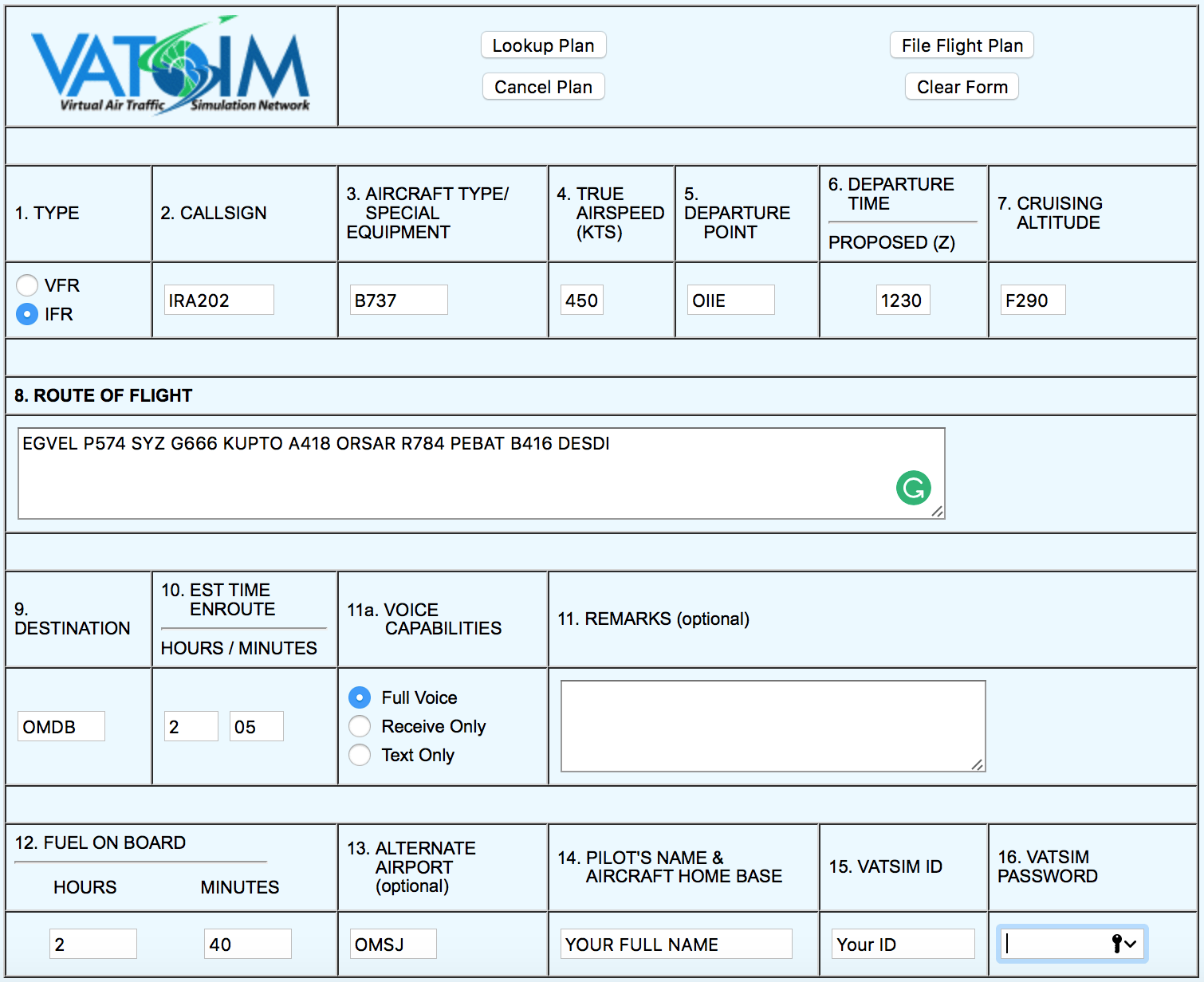 VATSIM Iran vACC Flight Planning