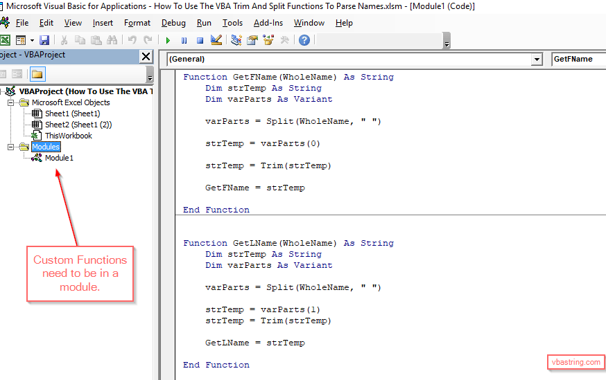 How To Use The VBA Trim And Split Functions To Parse Names My Blog