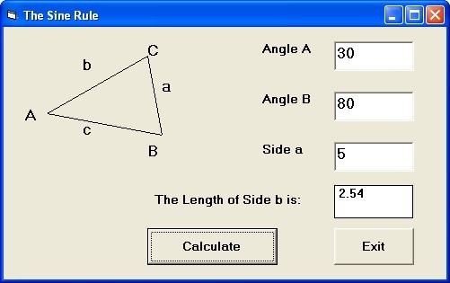 The Sine Rule program Created with Visual Basic