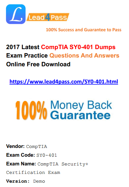 [2017 Latest CompTIA Version] High Quality CompTIA Security+ SY0-401