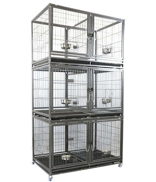 VEBO Metal Tube Stackable Twin Dog Cage (6 Berth Triple)