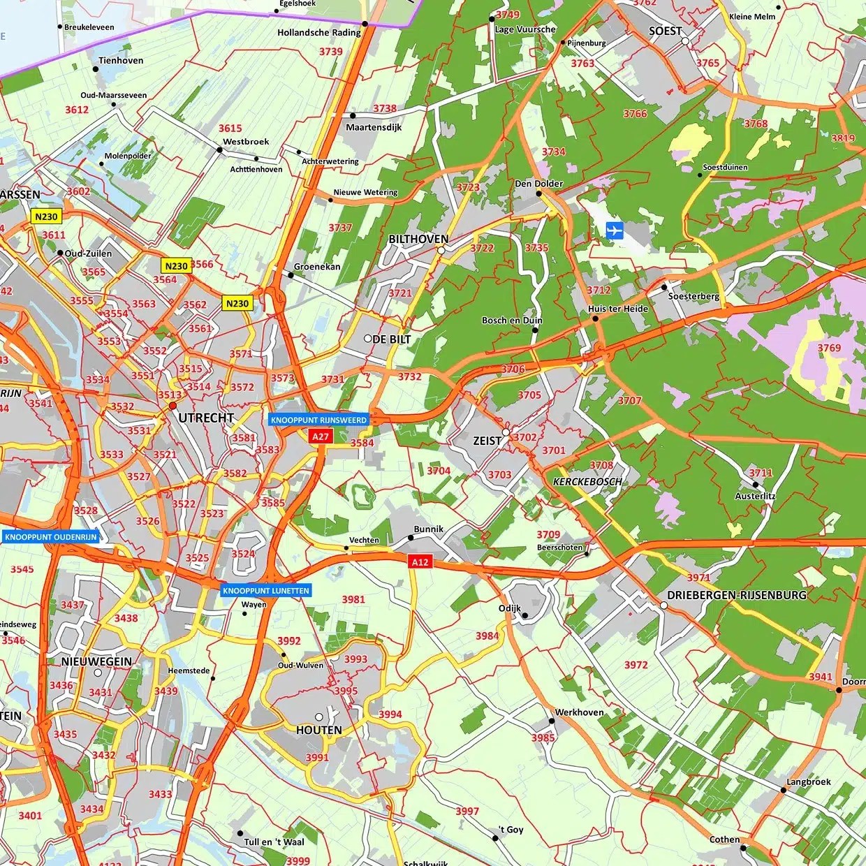 Postcode Kaart Provincie Utrecht Postcodekaart provincie Utrecht VectorMap