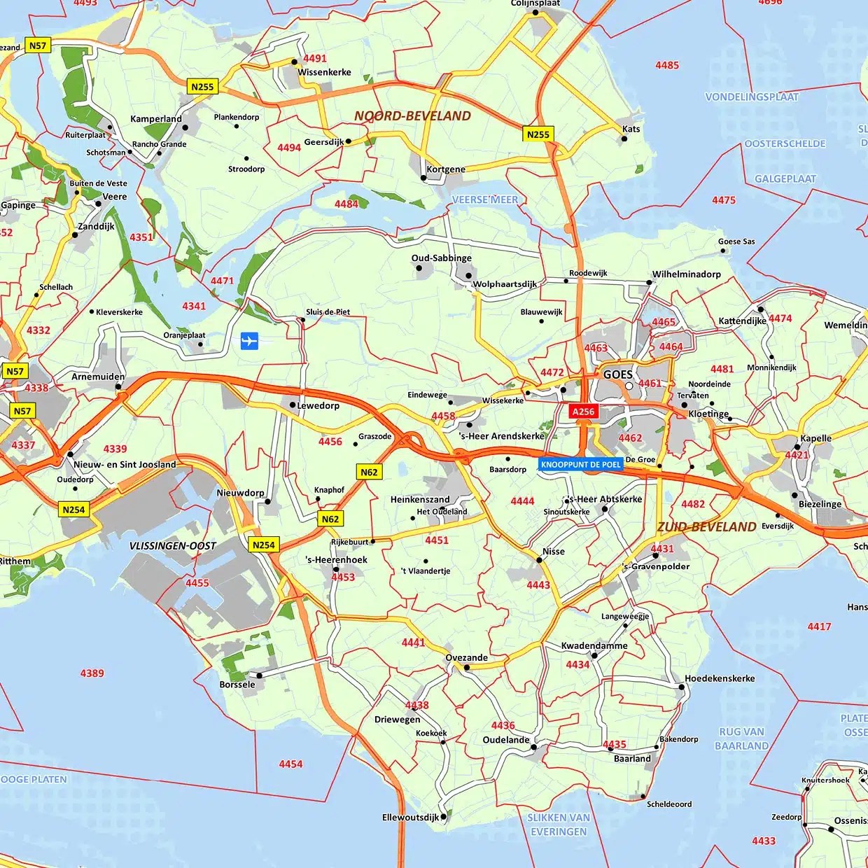 De Kaart Van Provincie Zeeland Postcodekaart provincie Zeeland VectorMap