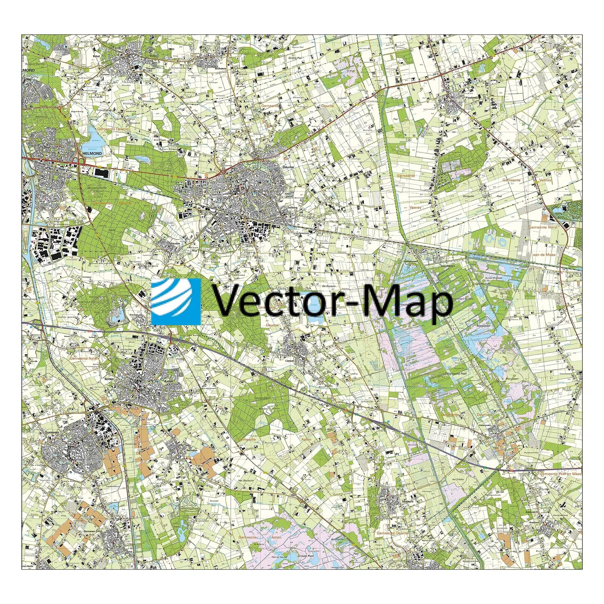 Deurne Nederland Kaartoos Topografische kaart Deurne VectorMap de online kaarten shop!