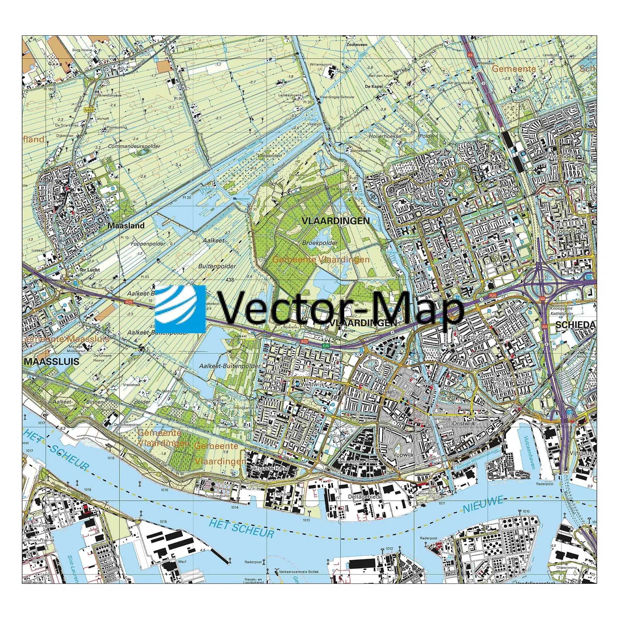 Vlaardingen Kaart Nederland Topografische kaart Vlaardingen VectorMap de online kaarten shop!