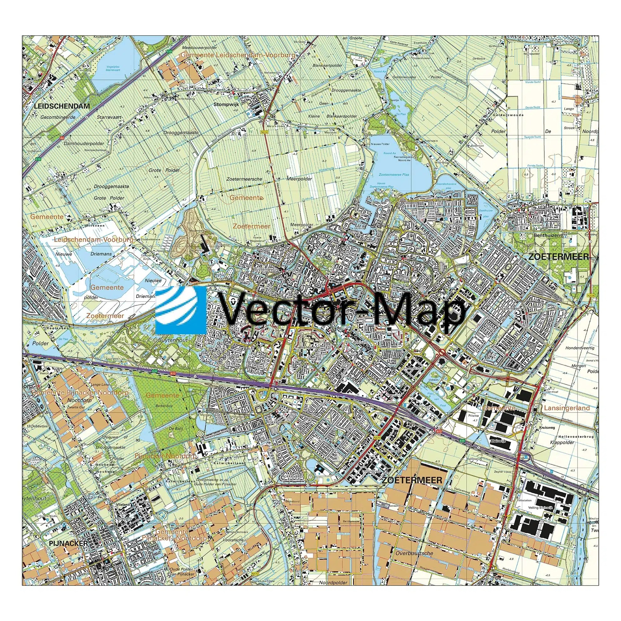Kaart Nederland Zoetermeer Maps Topografische kaart Zoetermeer VectorMap de online kaarten shop!