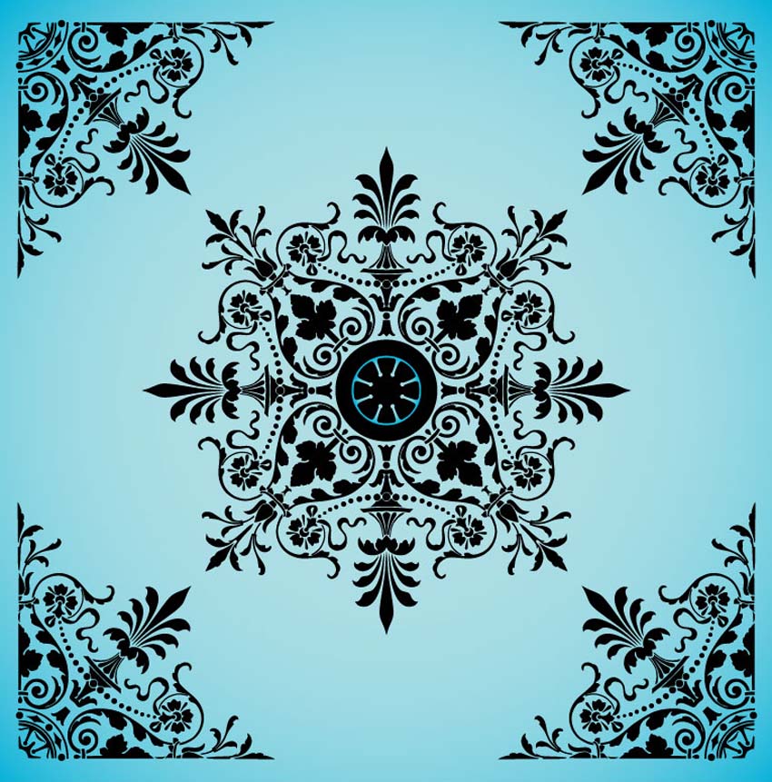 Victorian Style Vector Floral Pattern Background Fabric seamless