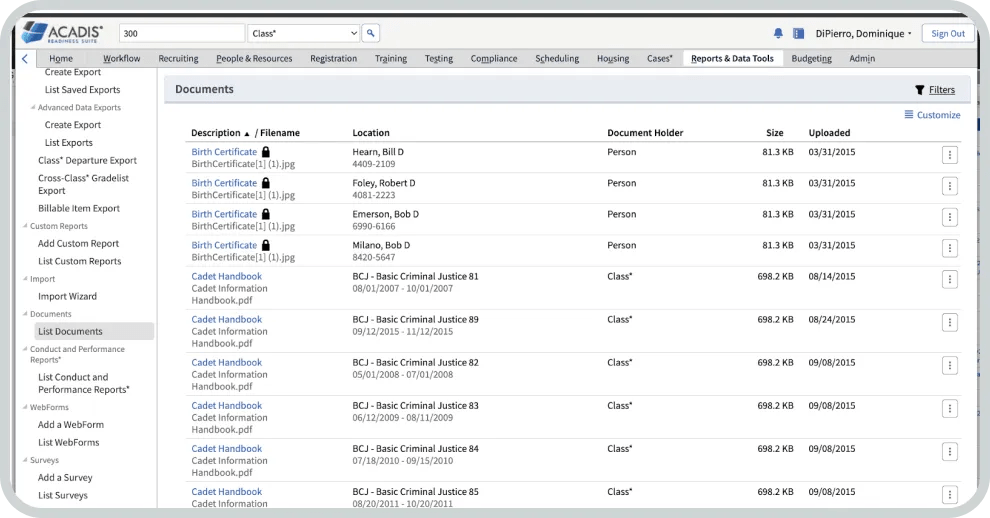 Acadis® Law Enforcement Standards and Training Software