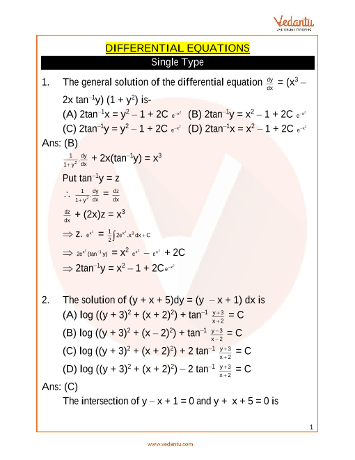 43 differential equations worksheet with answers Worksheet Information