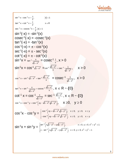 Trigonometry Formulas For Class 12